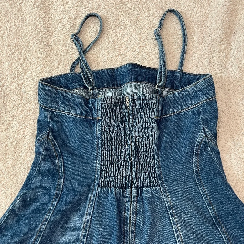 NEW Reformation Elma Denim Mini Dress Size 2 - Picture 9 of 11